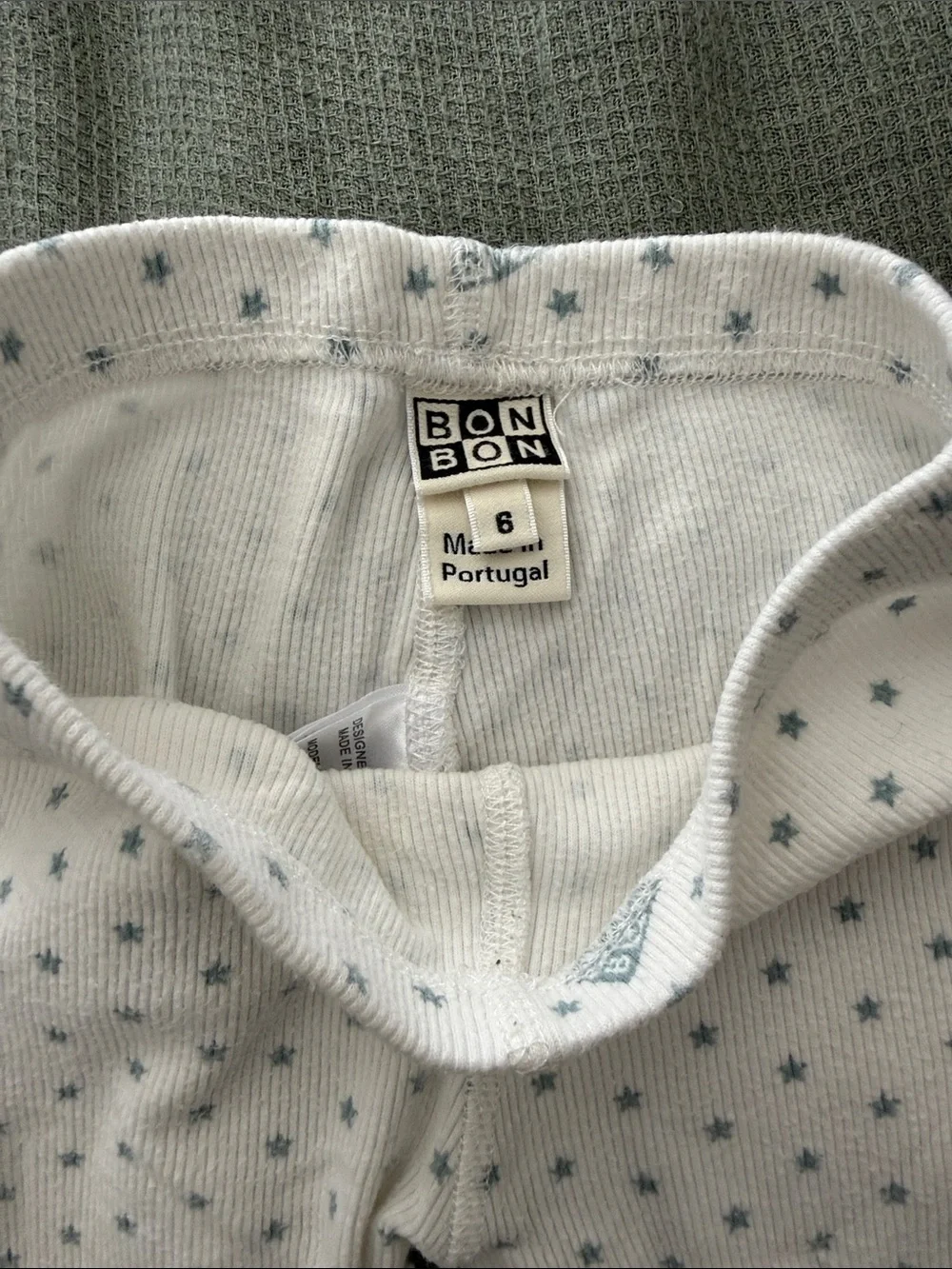 Bonton White One-Piece Pants with Light Blue Star Print